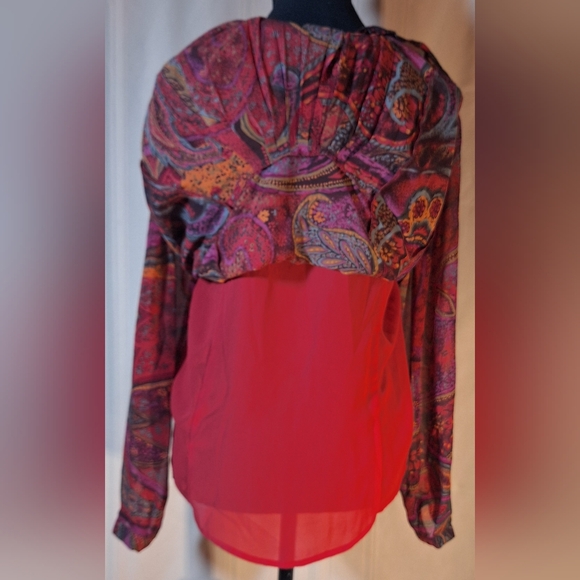 COLDWATER CREEK Multicolor Paisley Ruffle Button Up Blouse - Picture 5 of 8